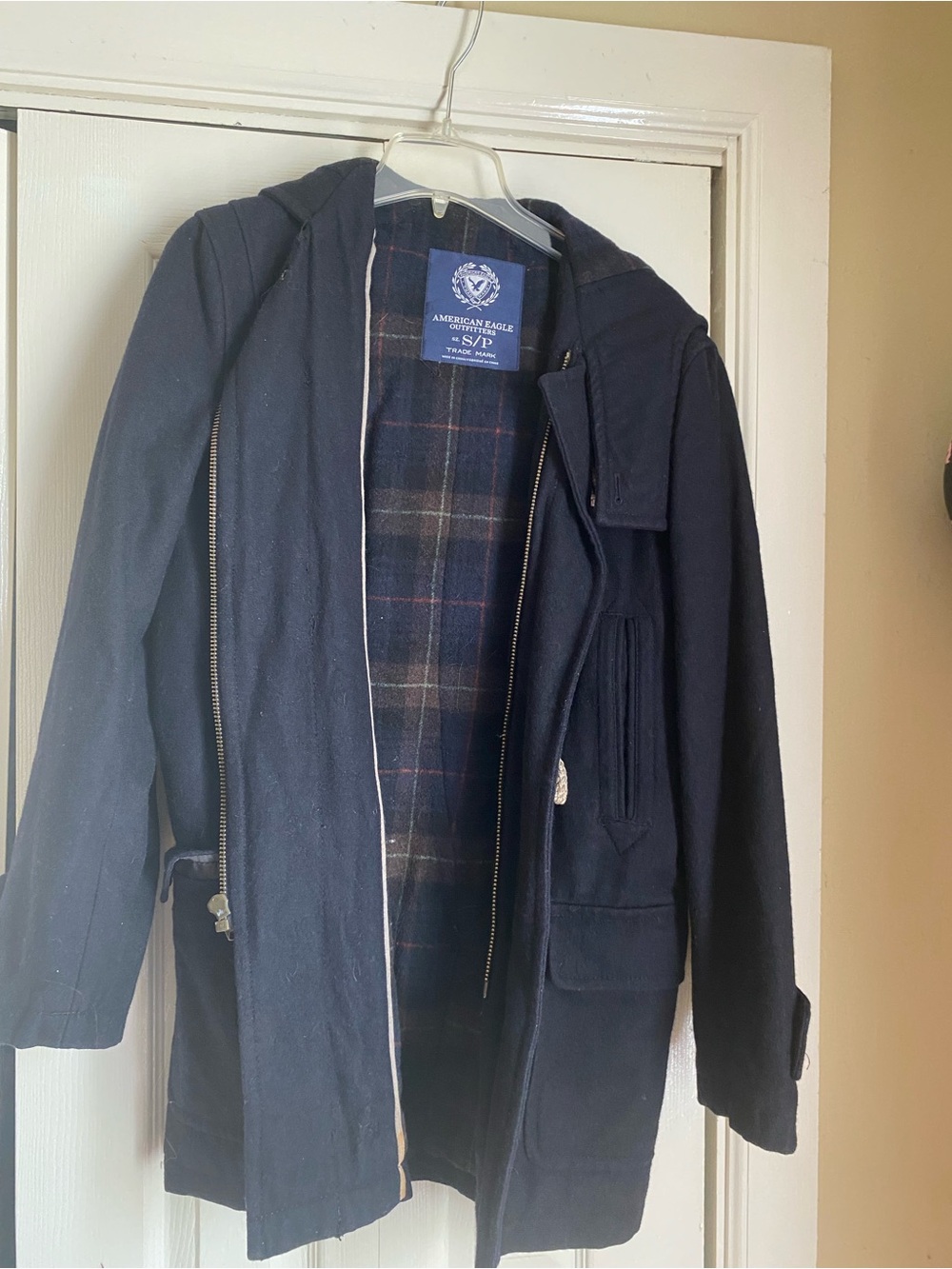 American Eagle Outfitters Navy Hooded Field Coat